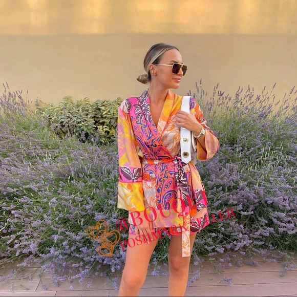 BLOGGERS FAV ZARA FLORAL PRINTED BELTED KIMONO JACKET - Picture 6 of 9